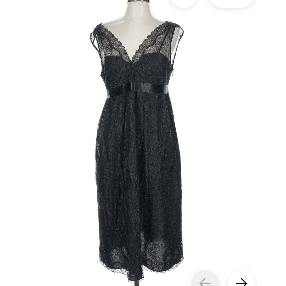 Club Monaco Black Lace Dress Size 10 Fairy Goth Cocktail LBD Empire Waist